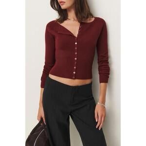 New Reformation Meadow Wool Crop Cardigan In Chianti Size XS $178